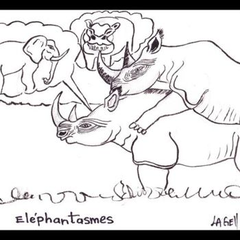 Dessin intitulée "elephantasmes" par Lagell, Œuvre d'art originale, Autre
