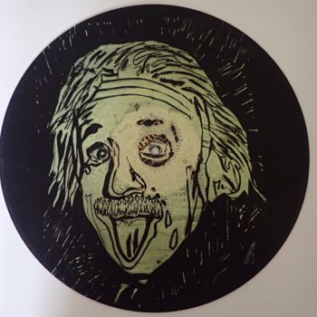 Prenten & gravures getiteld "Einstein" door Didier Lagrange, Origineel Kunstwerk, Linosnede