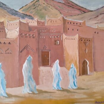 Painting titled "La Kasabah" by Lahcen Barny, Original Artwork, Acrylic