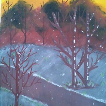 Painting titled "il neige" by Lahcen Arkha, Original Artwork