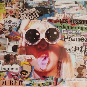 Collages intitulée "Happiness" par Stéphanie Moulay, Œuvre d'art originale, Collages