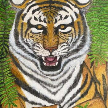 Drawing titled "Saming tiger" by Lake Phuying, Original Artwork, Ink