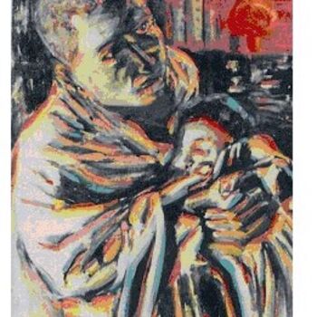 Peinture intitulée "paternité douloureu…" par Lakmos, Œuvre d'art originale