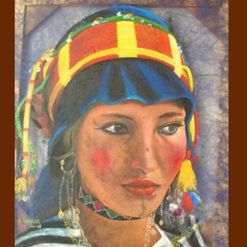 Peinture intitulée "Femme Berbere BERRY" par Hassan Lakhdar, Œuvre d'art originale, Huile