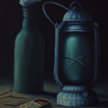 Malerei mit dem Titel "nature morte" von Omar Reggane, Original-Kunstwerk, Öl