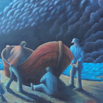 Malerei mit dem Titel "temdete de folie" von Omar Reggane, Original-Kunstwerk, Öl