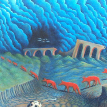 Malerei mit dem Titel "la traversee des ro…" von Omar Reggane, Original-Kunstwerk, Öl