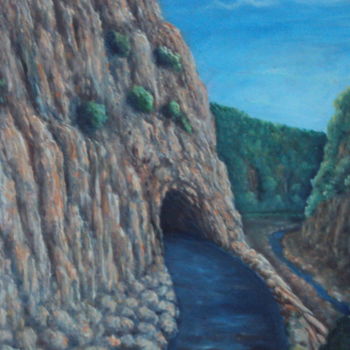 Painting titled "les gorges de palis…" by Omar Reggane, Original Artwork, Oil