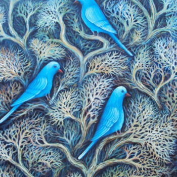 Malarstwo zatytułowany „les trois bleu” autorstwa Omar Reggane, Oryginalna praca, Olej
