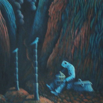 Painting titled "memoire trouee" by Omar Reggane, Original Artwork, Oil