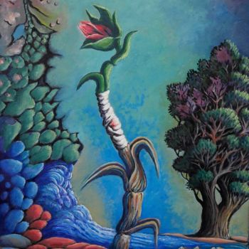 Painting titled "fleure et douleures" by Omar Reggane, Original Artwork