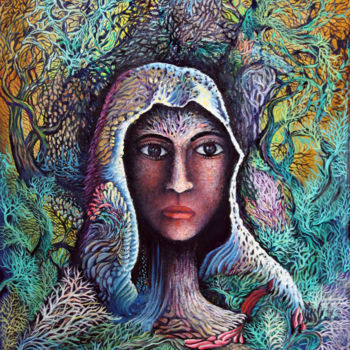 Peinture intitulée "elle" par Omar Reggane, Œuvre d'art originale, Huile