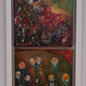 Painting titled "éclosion" by Sonia Lakhoua, Original Artwork, Acrylic Mounted on Wood Stretcher frame