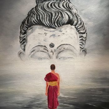 「Buddha」というタイトルの絵画 Lakshmi Rajによって, オリジナルのアートワーク, アクリル