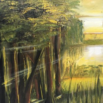 Painting titled "mom's last sunrise" by Lali, Original Artwork, Oil