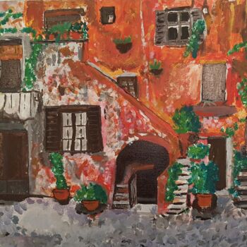 Peinture intitulée "Trastevere Roma" par Lalie, Œuvre d'art originale, Acrylique