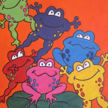 Pintura intitulada "Les grenouilles" por Lalie, Obras de arte originais