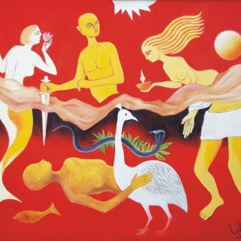 Pittura intitolato "Peace vs Violence" da Lk, Opera d'arte originale, Olio