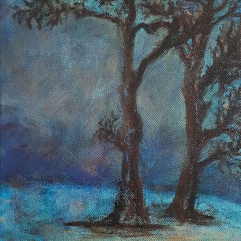 Peinture intitulée "De nuit" par Martine Lallement, Œuvre d'art originale, Acrylique Monté sur Châssis en bois
