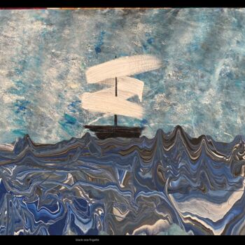 Painting titled "Black Sea Frigatte" by Lalo Sánchez De Valle, Original Artwork, Watercolor Mounted on Wood Stretcher frame