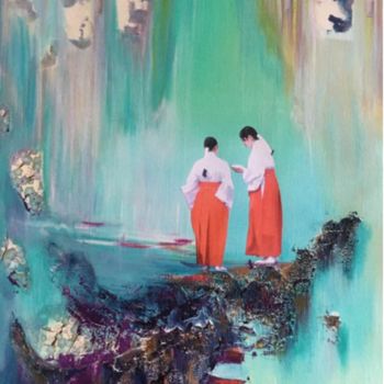 Ζωγραφική με τίτλο "Waterfall's Murmur 2" από Geraldine Laly, Αυθεντικά έργα τέχνης, Λάδι