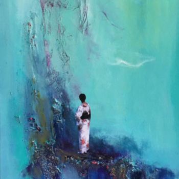Ζωγραφική με τίτλο "Waterfall's Murmur…" από Geraldine Laly, Αυθεντικά έργα τέχνης, Λάδι