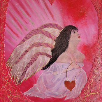 Painting titled "ANGE DE L AMOUR ETE…" by Lalyart, Original Artwork, Pastel Mounted on Wood Stretcher frame