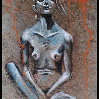 「Femme en bleu No3」というタイトルの絵画 Lamによって, オリジナルのアートワーク, アクリル