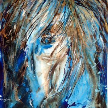 Painting titled "cheval" by Danielle Lamaison, Original Artwork, Ink
