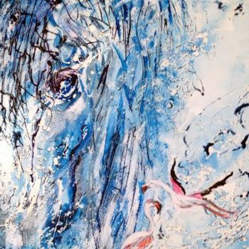 Painting titled "cheval d'eau" by Danielle Lamaison, Original Artwork, Ink