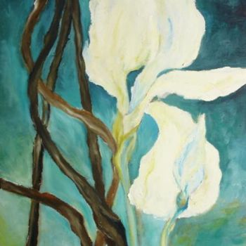 Peinture intitulée "Iris bleu" par Veronique Lamare, Œuvre d'art originale