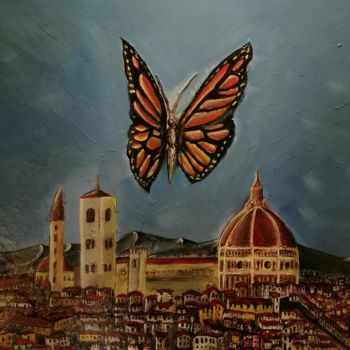 Pittura intitolato "Una farfalla a Fire…" da La-Marks, Opera d'arte originale