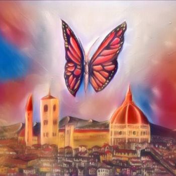 Arte digital titulada "una-farfalla-a-fire…" por La-Marks, Obra de arte original