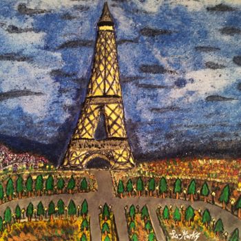 Malerei mit dem Titel "Torre Eiffel (vista…" von La-Marks, Original-Kunstwerk, Acryl