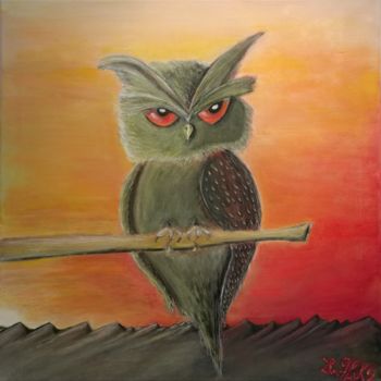 Schilderij getiteld "The Owl.jpg" door La-Marks, Origineel Kunstwerk, Acryl