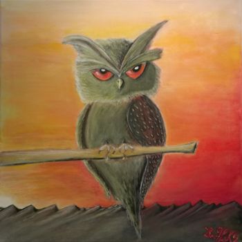 Pintura intitulada "The Owl.jpg" por La-Marks, Obras de arte originais, Acrílico