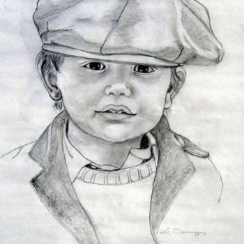 Dessin intitulée "boy with a hat" par Lamarr, Œuvre d'art originale