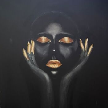 Peinture intitulée "Woman gold" par Bernard Fouque, Œuvre d'art originale, Huile