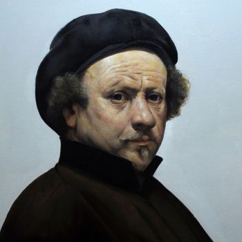 Painting titled "REMBRANDT 2015" by Lamine Azzouzi, Original Artwork, Oil