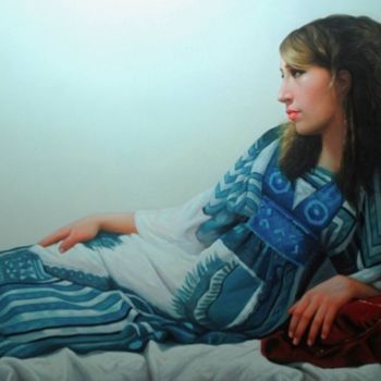 Painting titled "Relaxation" by Lamine Azzouzi, Original Artwork, Oil