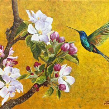 Painting titled "Flowers and humming…" by Lana Bran, Original Artwork, Oil