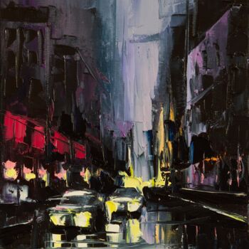 Painting titled "Night call" by Lana Frey, Original Artwork, Acrylic Mounted on Wood Stretcher frame