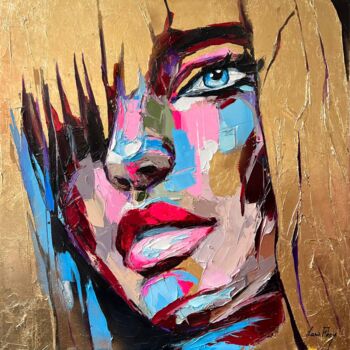 Painting titled "Denise" by Lana Frey, Original Artwork, Oil Mounted on Wood Stretcher frame