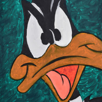 Painting titled "Angry Daffy" by Lana Graule, Original Artwork, Acrylic