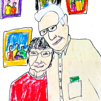 Drawing titled "The happy couple" by Lana Krainova, Original Artwork, Pastel