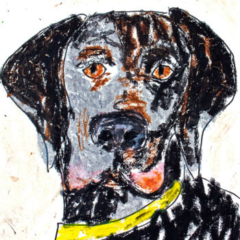 Zeichnungen mit dem Titel "Black dog" von Lana Krainova, Original-Kunstwerk, Pastell