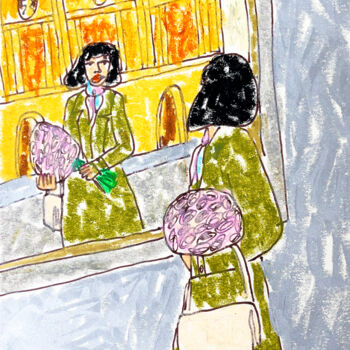 Drawing titled "Parisien mood" by Lana Krainova, Original Artwork, Pastel