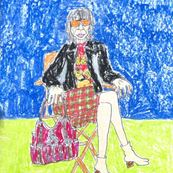 Рисунок под названием "Trendy grandpa" - Lana Krainova, Подлинное произведение искусства, Пастель