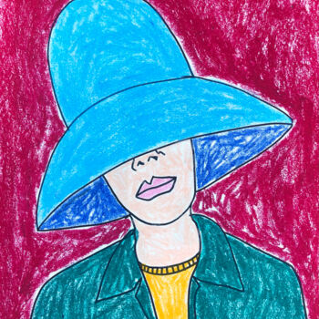 Рисунок под названием "Blue hat" - Lana Krainova, Подлинное произведение искусства, Пастель