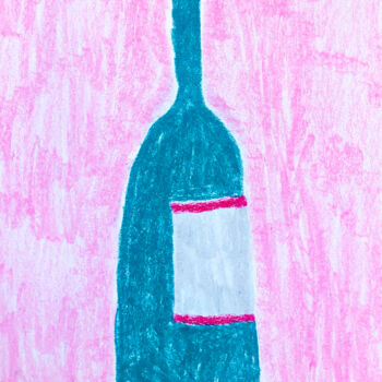 Zeichnungen mit dem Titel "Wine bottle II" von Lana Krainova, Original-Kunstwerk, Pastell